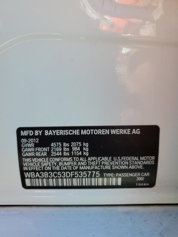 2013 BMW 328 Xi VIN: WBA3B3C53DF535775 Lot: 86104835