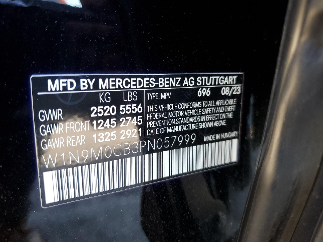 2023 Mercedes-Benz Eqb 250+ VIN: W1N9M0CB3PN057999 Lot: 85186965