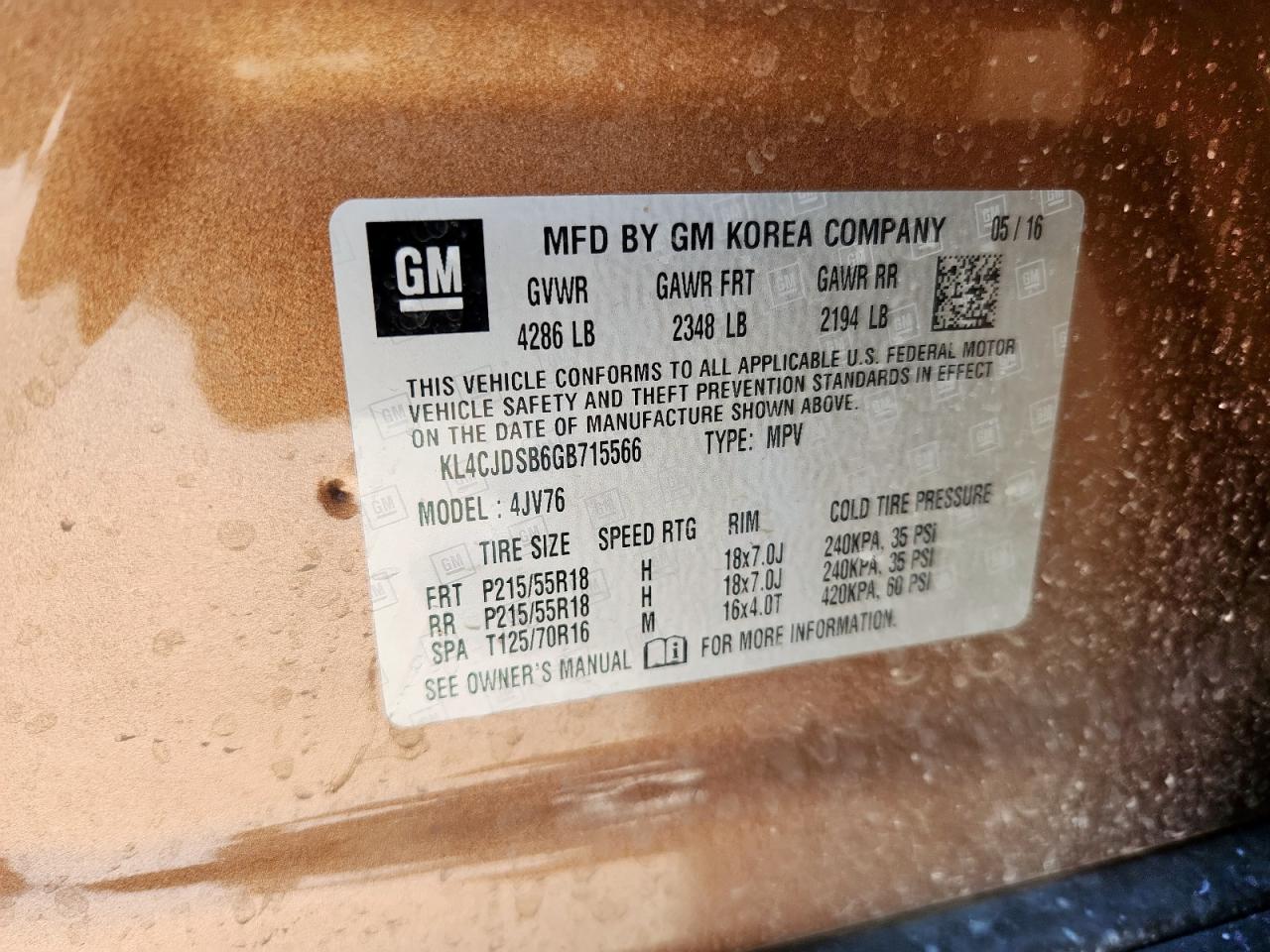 2016 Buick Encore Premium VIN: KL4CJDSB6GB715566 Lot: 84651945