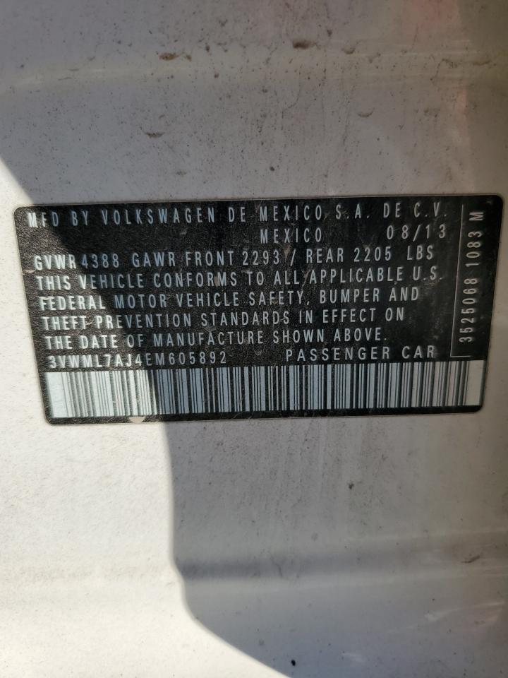 2014 Volkswagen Jetta Tdi VIN: 3VWML7AJ4EM605892 Lot: 85127655