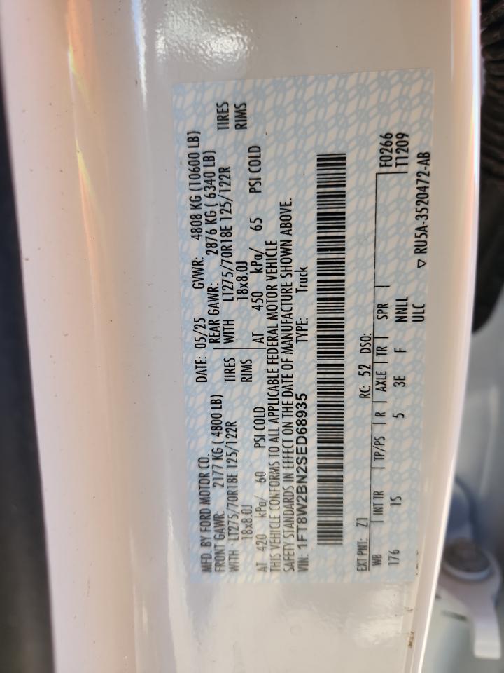 2025 Ford F250 Super Duty VIN: 1FT8W2BN2SED68935 Lot: 89822225