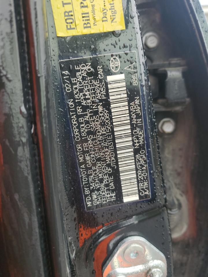 2014 Toyota Prius C VIN: JTDKDTB31E1562089 Lot: 85566885