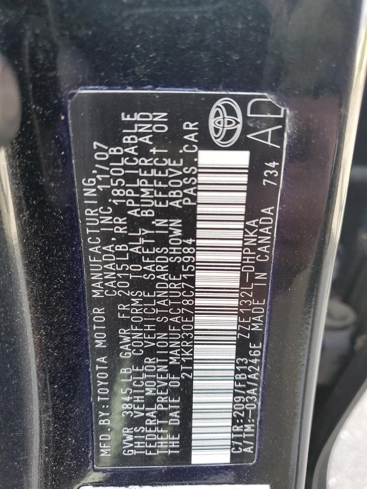 2008 Toyota Corolla Matrix Xr VIN: 2T1KR30E78C715984 Lot: 90716595