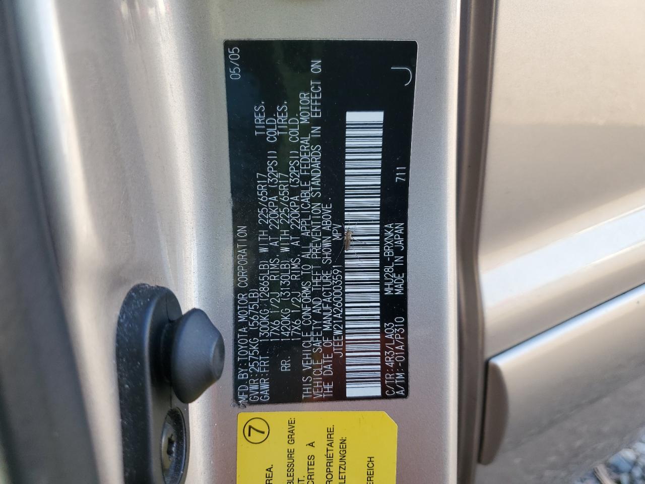 2006 Toyota Highlander Hybrid VIN: JTEEW21A260003591 Lot: 89677805