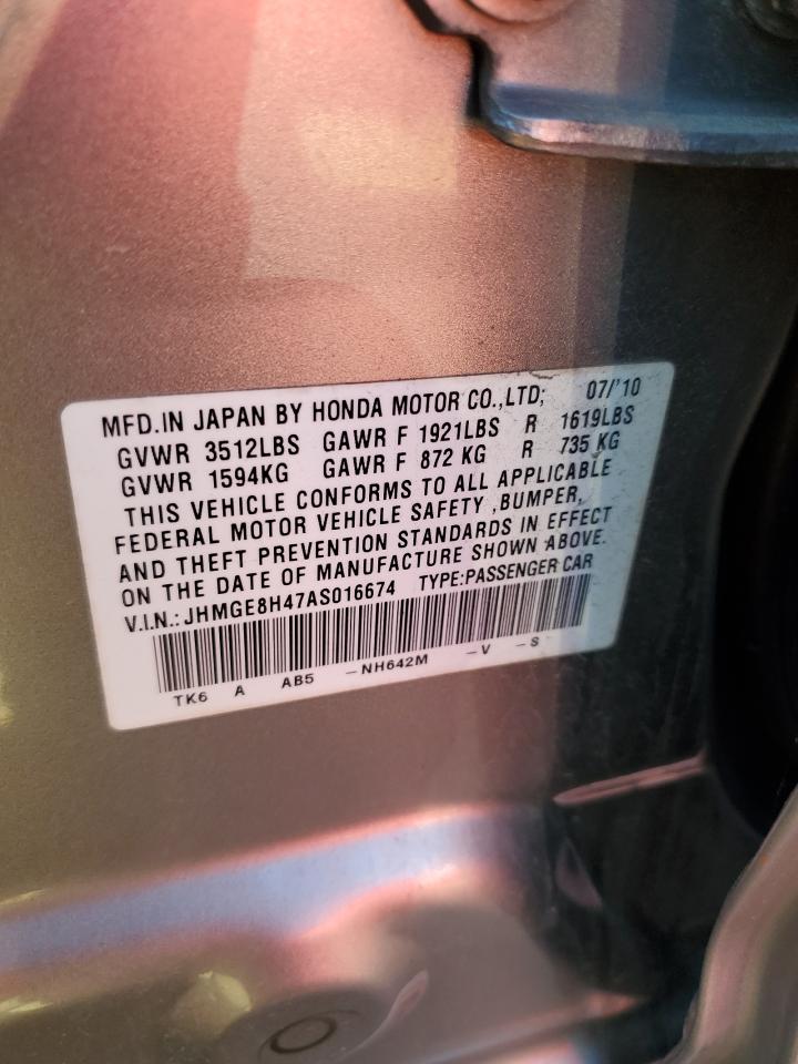 2010 Honda Fit Sport VIN: JHMGE8H47AS016674 Lot: 84939055