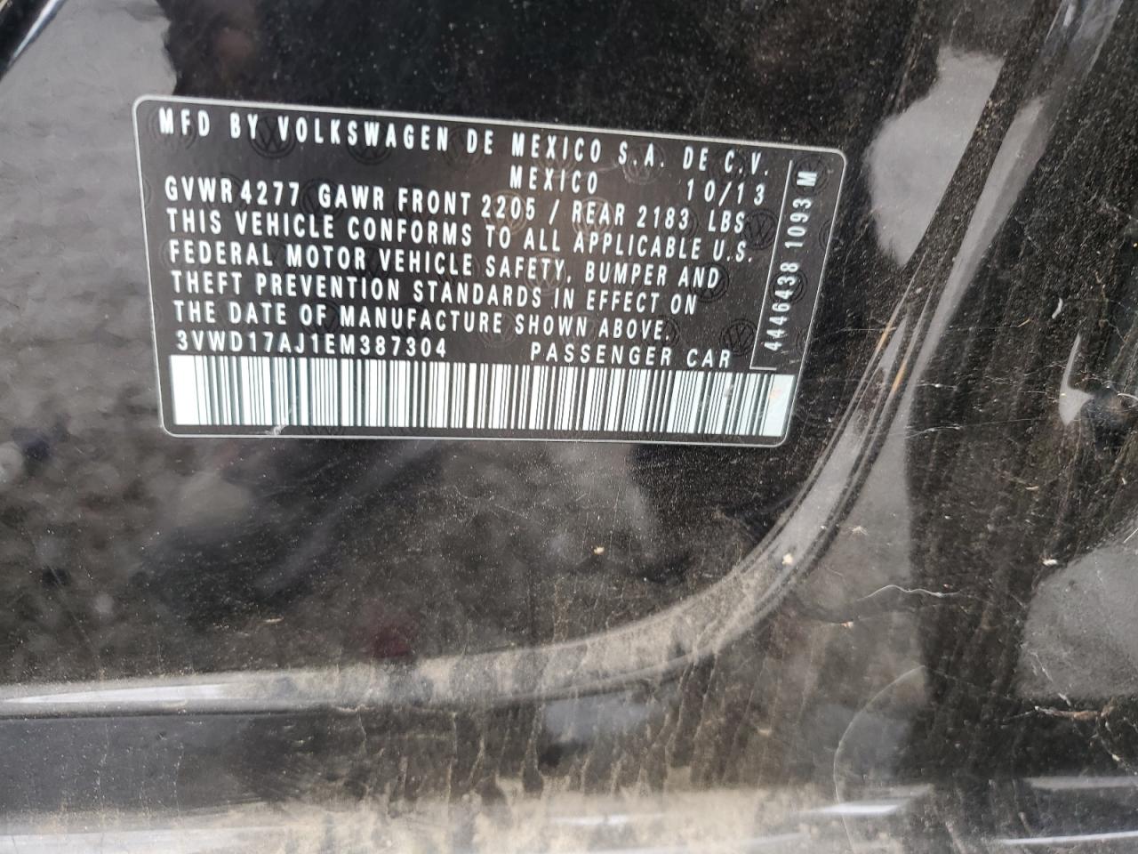 2014 Volkswagen Jetta Se VIN: 3VWD17AJ1EM387304 Lot: 81912505