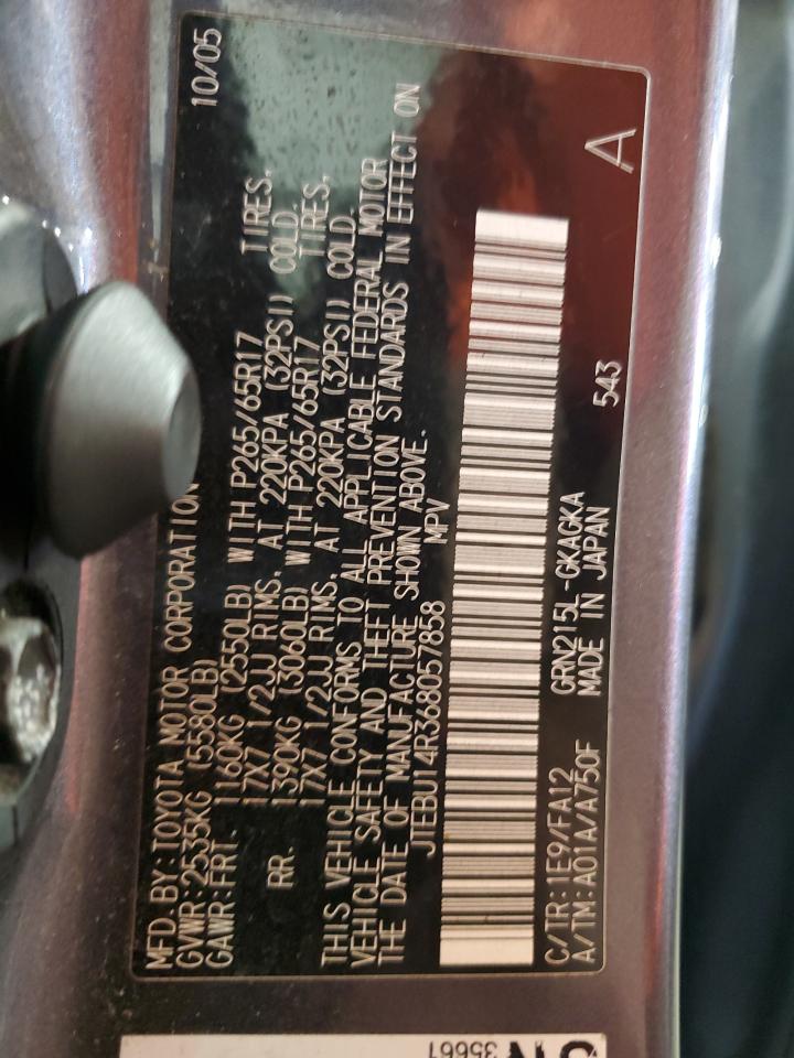 2006 Toyota 4Runner Sr5 VIN: JTEBU14R368057858 Lot: 84262695