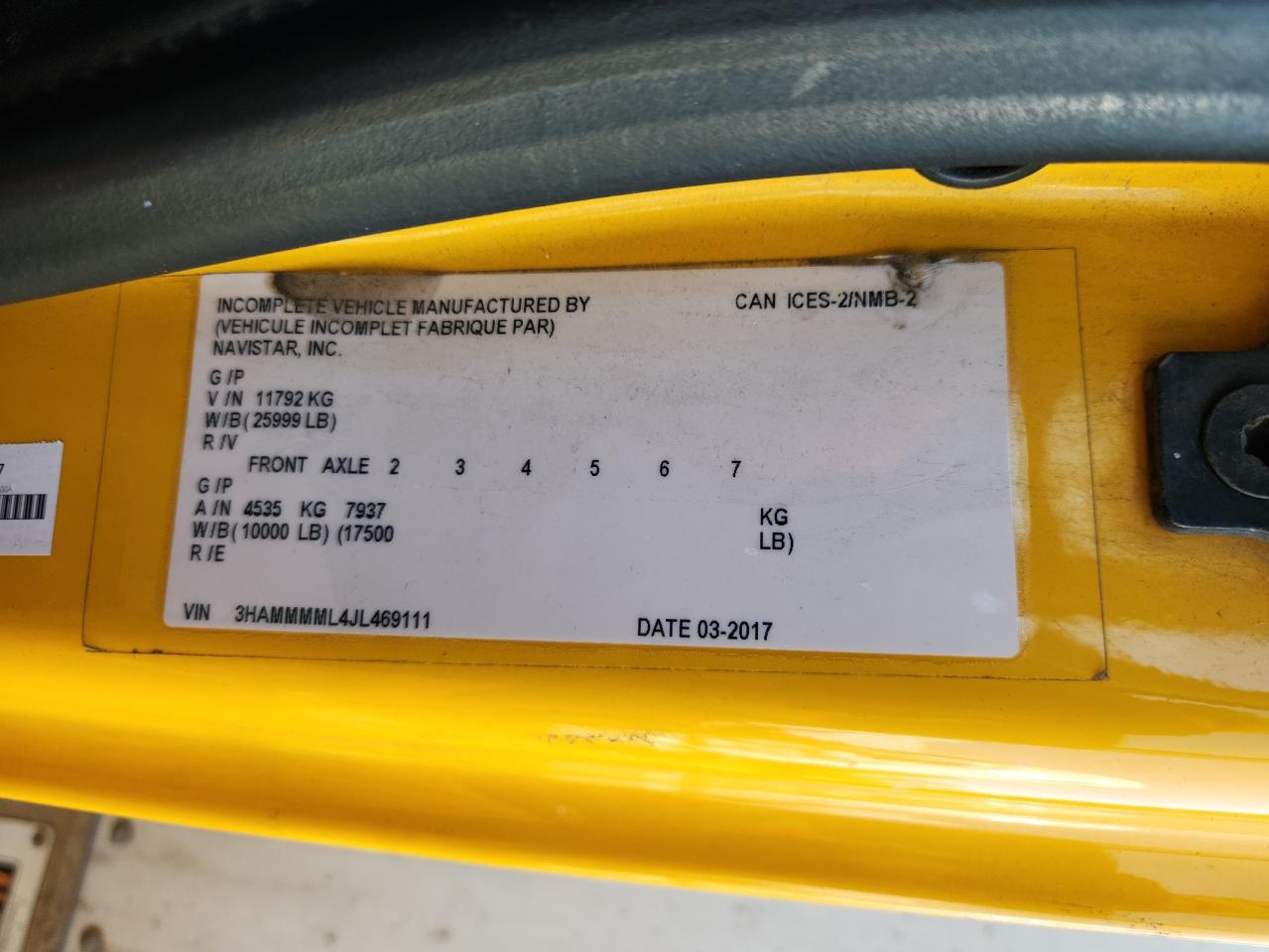 2018 International 4000 4300 VIN: 3HAMMMML4JL469111 Lot: 84984545