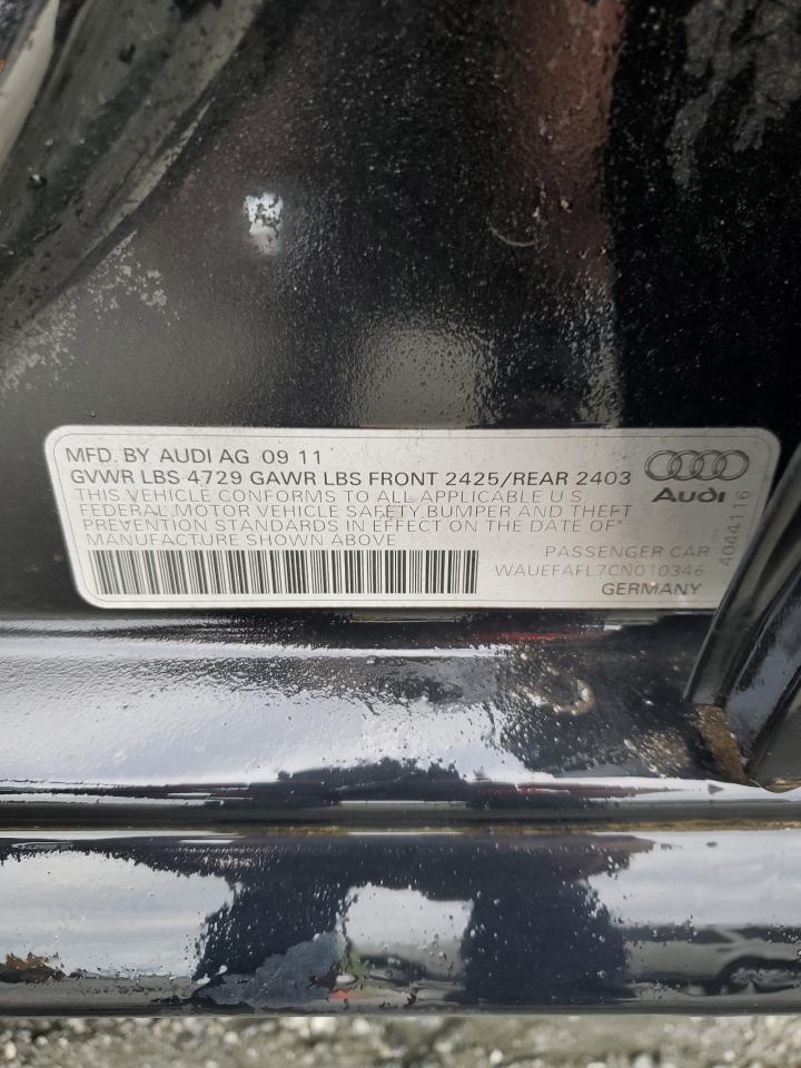 2012 Audi A4 Premium Plus VIN: WAUEFAFL7CN010346 Lot: 85731215