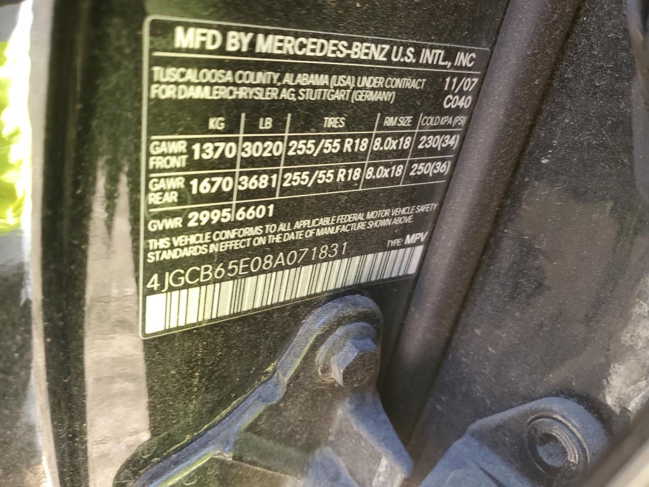 2008 Mercedes-Benz R 350 VIN: 4JGCB65E08A071831 Lot: 90529275