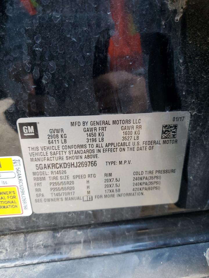 2017 Buick Enclave VIN: 5GAKRCKD9HJ269766 Lot: 90566775