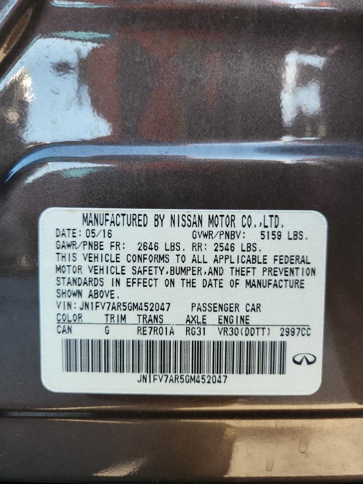 2016 Infiniti Q50 Red Sport 400 VIN: JN1FV7AR5GM452047 Lot: 85856205