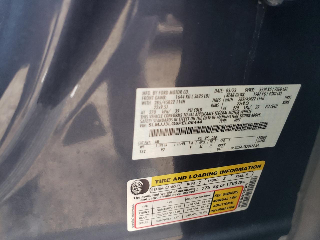 2023 Lincoln Navigator L Reserve VIN: 5LMJJ3LG6PEL06444 Lot: 90075165