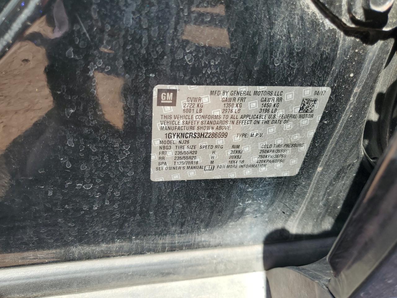 2017 Cadillac Xt5 Premium Luxury VIN: 1GYKNCRS3HZ286699 Lot: 84876845