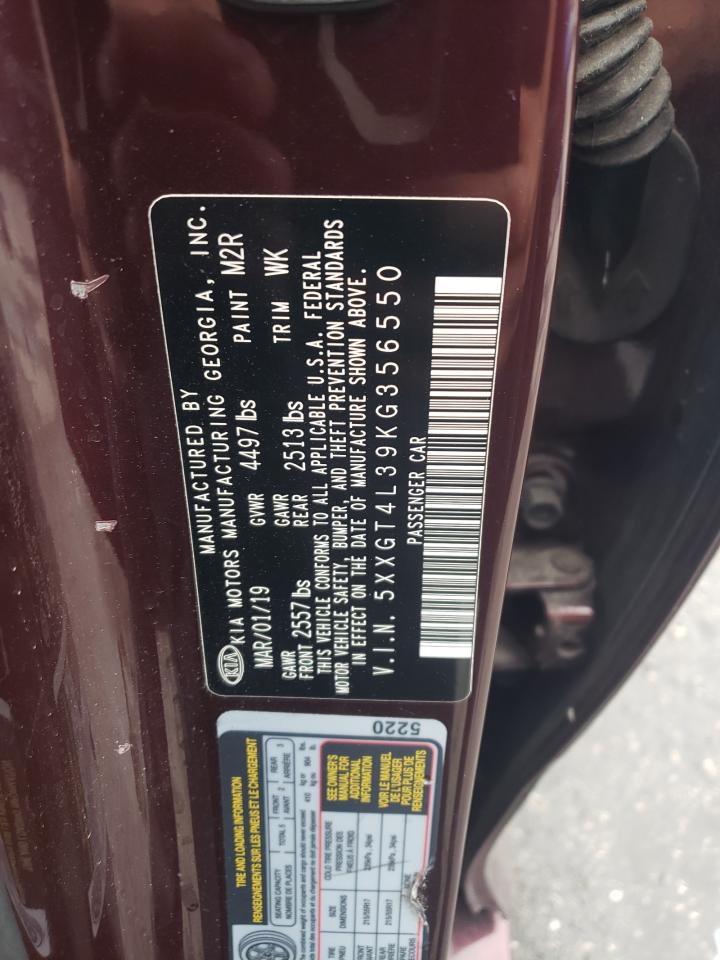 2019 Kia Optima Lx VIN: 5XXGT4L39KG356550 Lot: 85519005