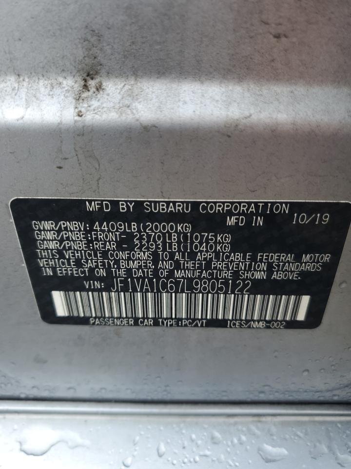2020 Subaru Wrx Premium VIN: JF1VA1C67L9805122 Lot: 82005415