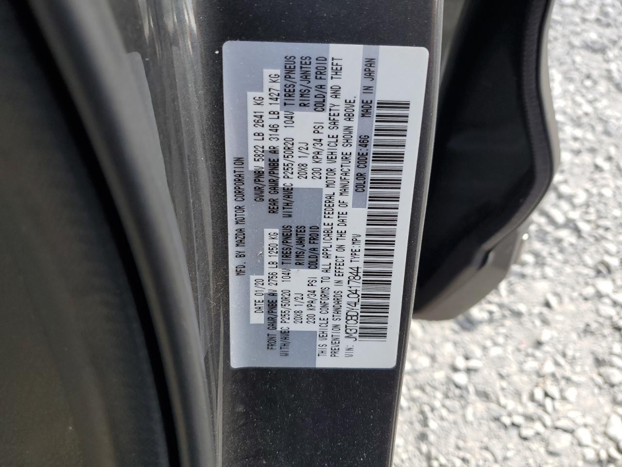 2020 Mazda Cx-9 Grand Touring VIN: JM3TCBDY4L0417844 Lot: 82771505