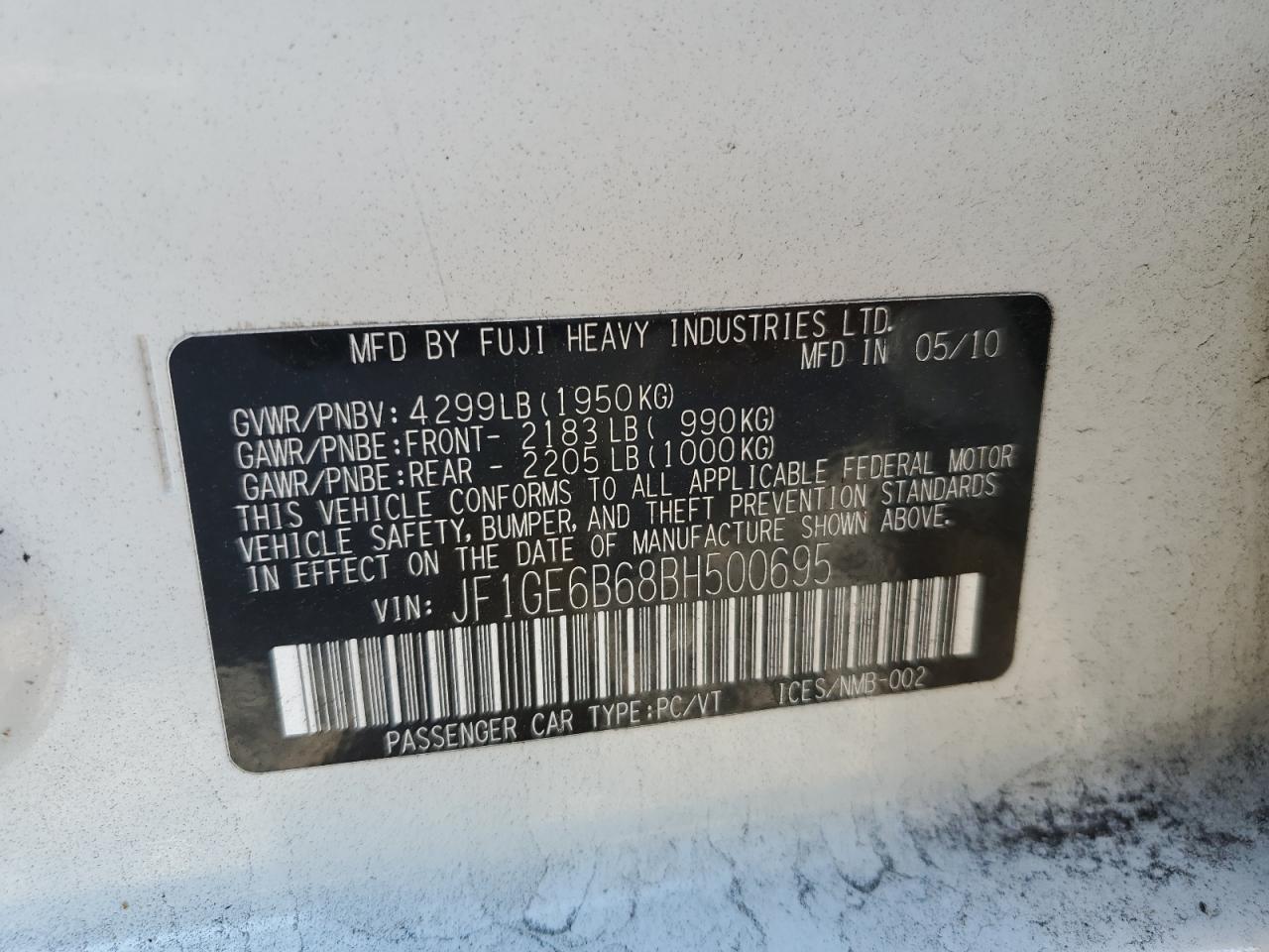 2011 Subaru Impreza 2.5I Premium VIN: JF1GE6B68BH500695 Lot: 81223335