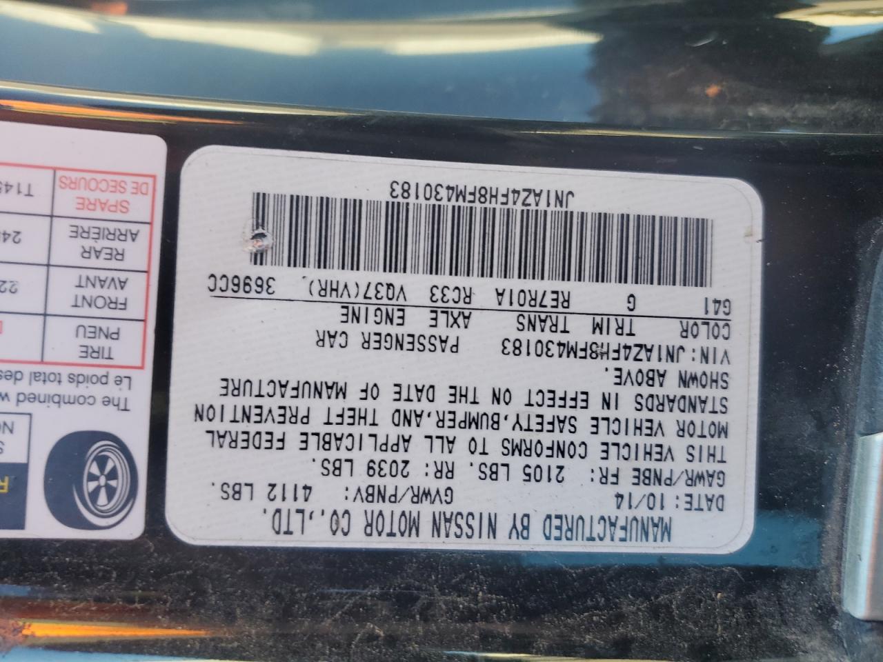 2015 Nissan 370Z Base VIN: JN1AZ4FH8FM430183 Lot: 82272825