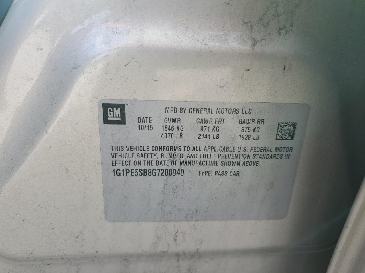 2016 Chevrolet Cruze Limited Lt VIN: 1G1PE5SB8G7200940 Lot: 85555715