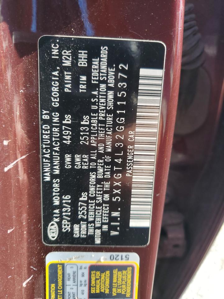 2016 Kia Optima Lx VIN: 5XXGT4L32GG115372 Lot: 86894475