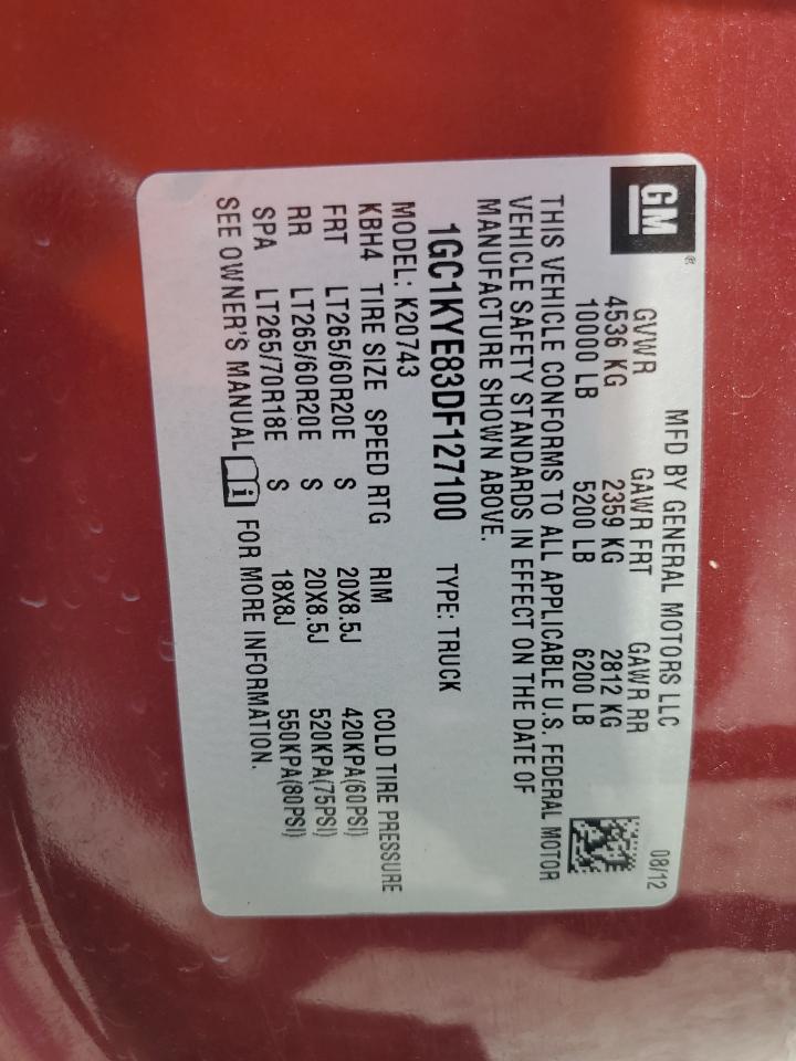 2013 Chevrolet Silverado K2500 Heavy Duty Ltz VIN: 1GC1KYE83DF127100 Lot: 81968895