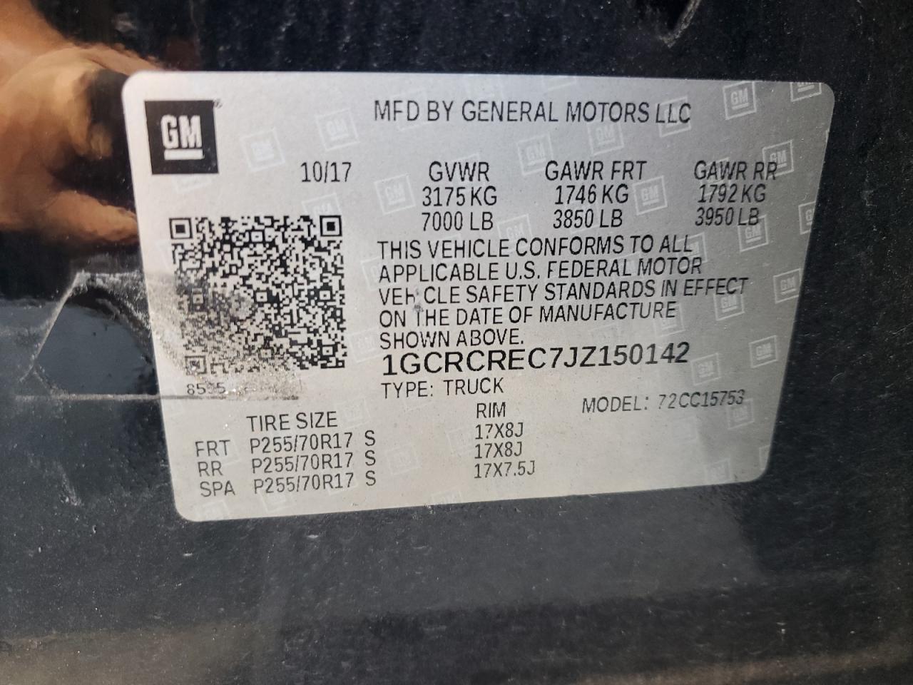 2018 Chevrolet Silverado C1500 Lt VIN: 1GCRCREC7JZ150142 Lot: 82204775