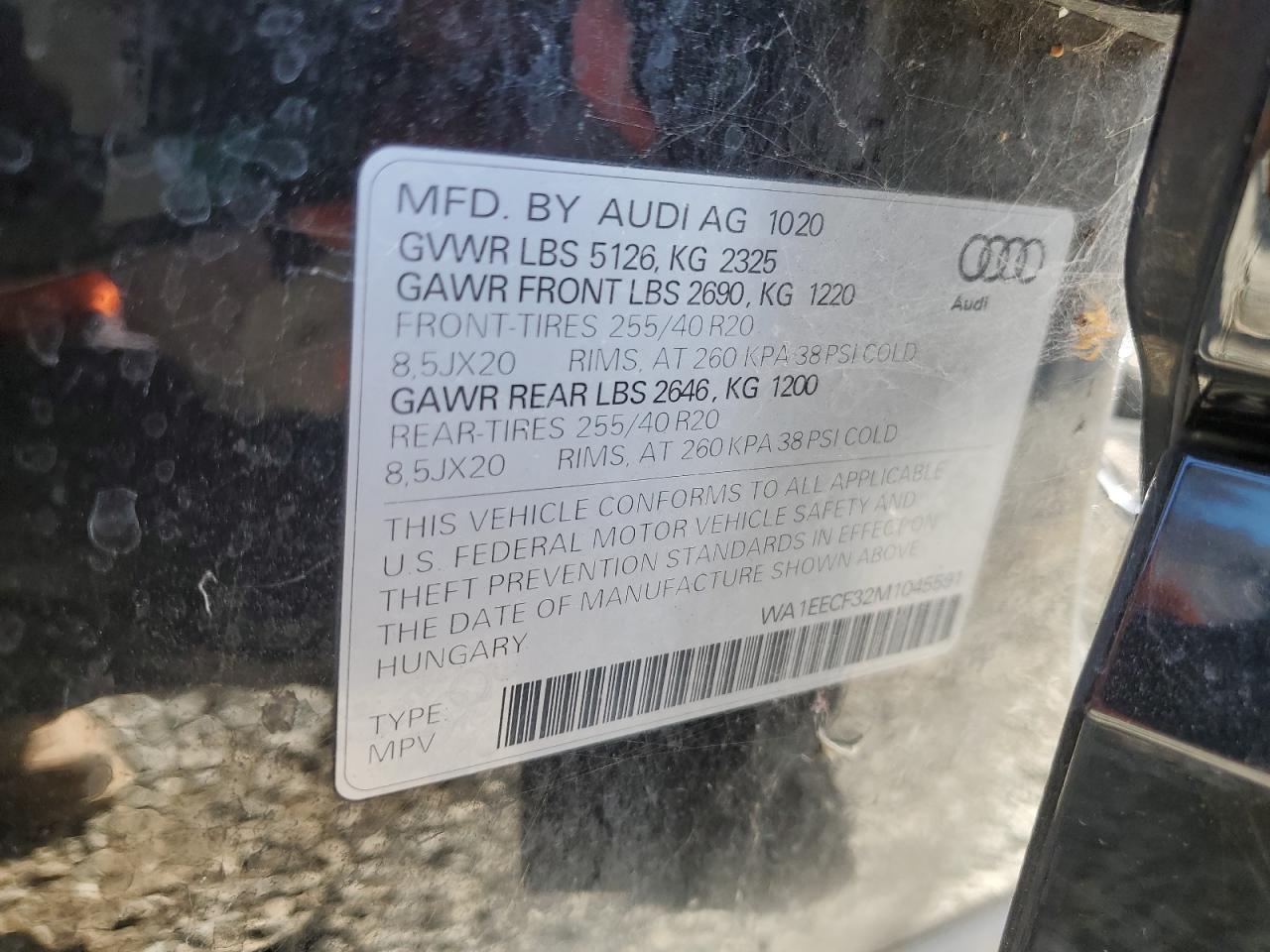 2021 Audi Q3 Premium Plus S Line 45 VIN: WA1EECF32M1045591 Lot: 84940555