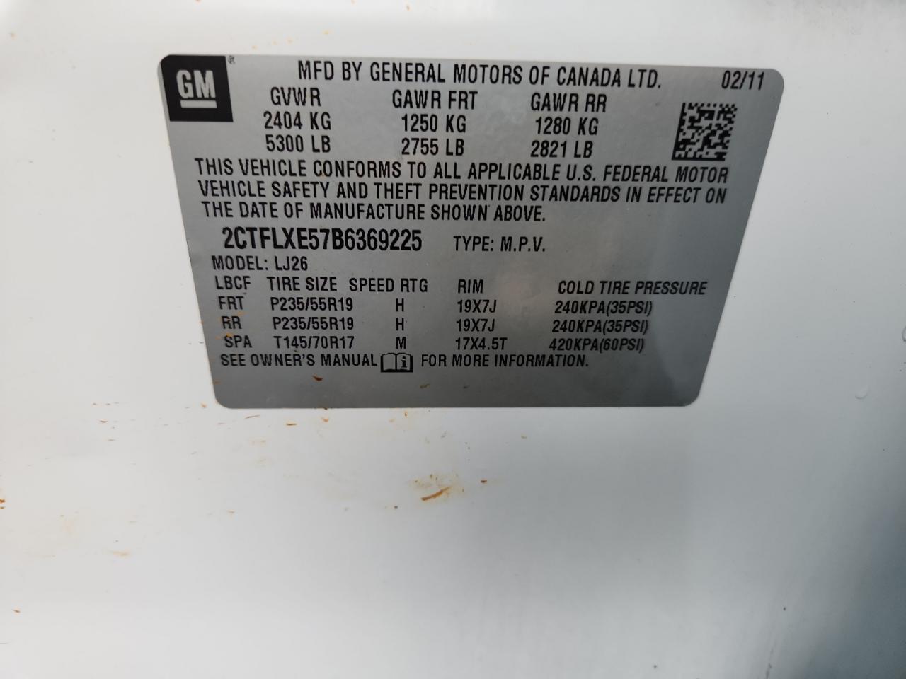 2011 GMC Terrain Slt VIN: 2CTFLXE57B6369225 Lot: 90532505