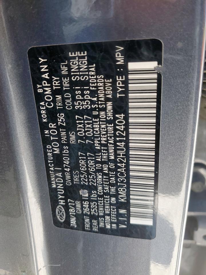 2017 Hyundai Tucson Limited VIN: KM8J3CA42HU412404 Lot: 81929165