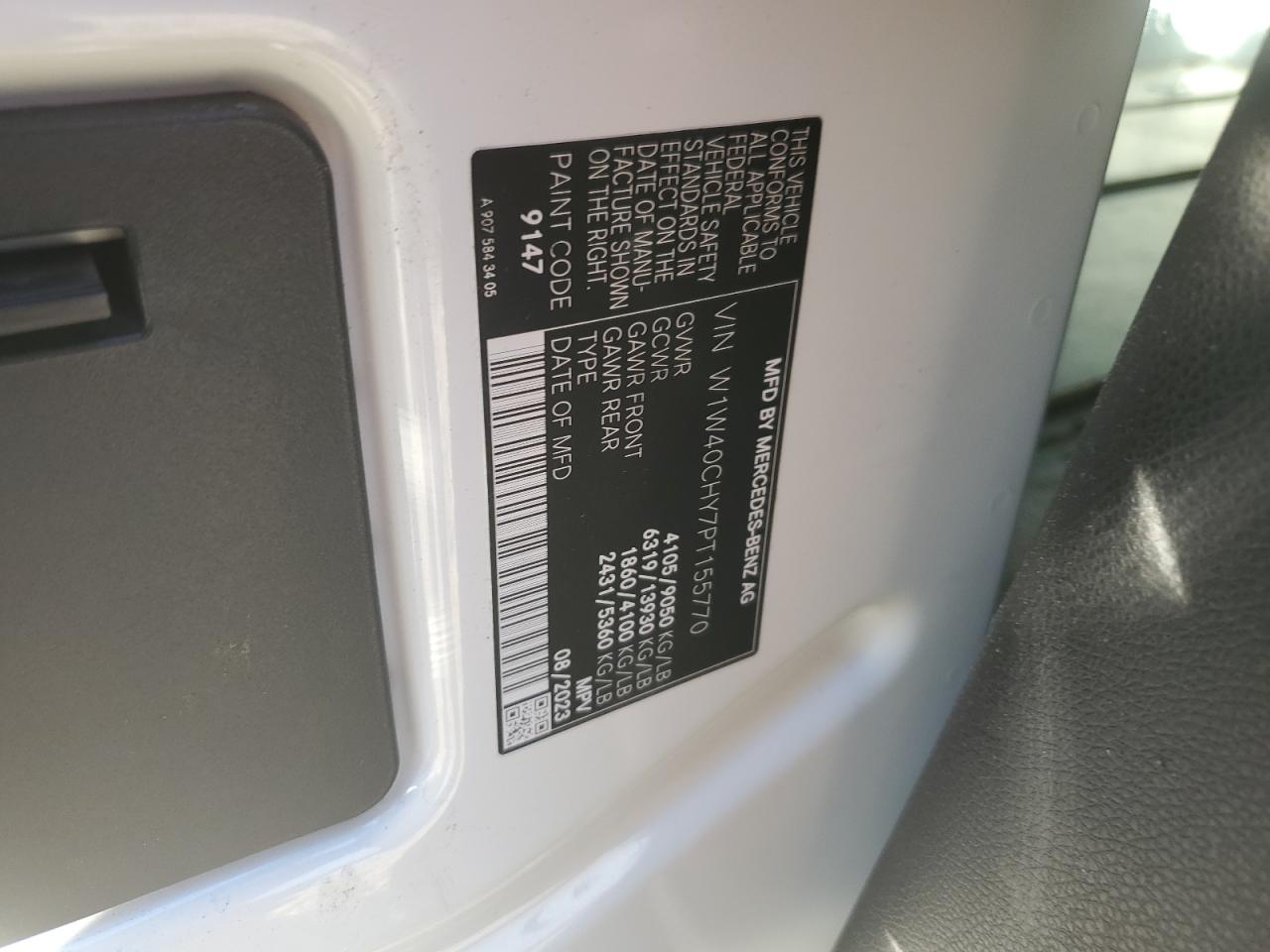 2023 Mercedes-Benz Sprinter 2500 VIN: W1W40CHY7PT155770 Lot: 86083155