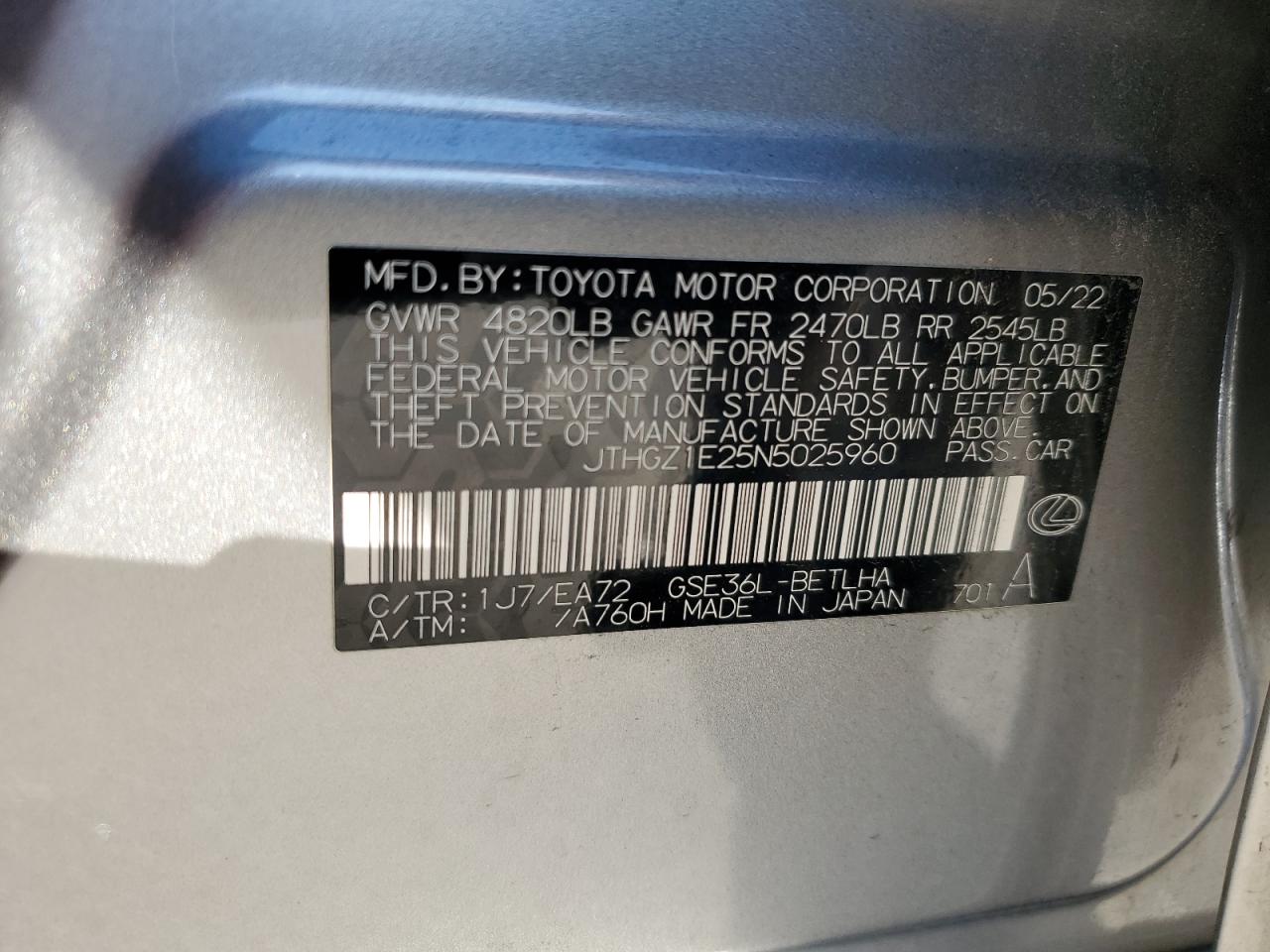 2022 Lexus Is 350 F Sport VIN: JTHGZ1E25N5025960 Lot: 82431455