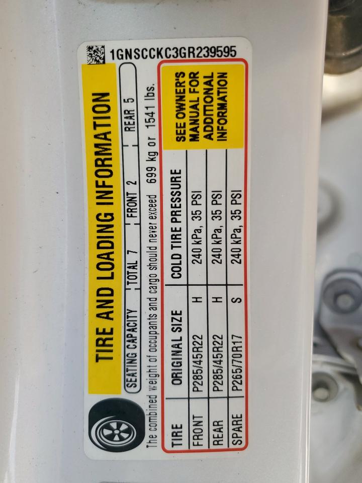 2016 Chevrolet Tahoe C1500 Ltz VIN: 1GNSCCKC3GR239595 Lot: 85132995