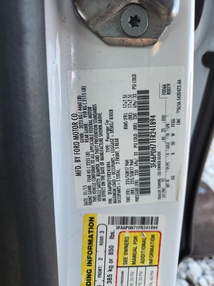 2015 Ford Fusion Se VIN: 3FA6P0H71FR241894 Lot: 85864175