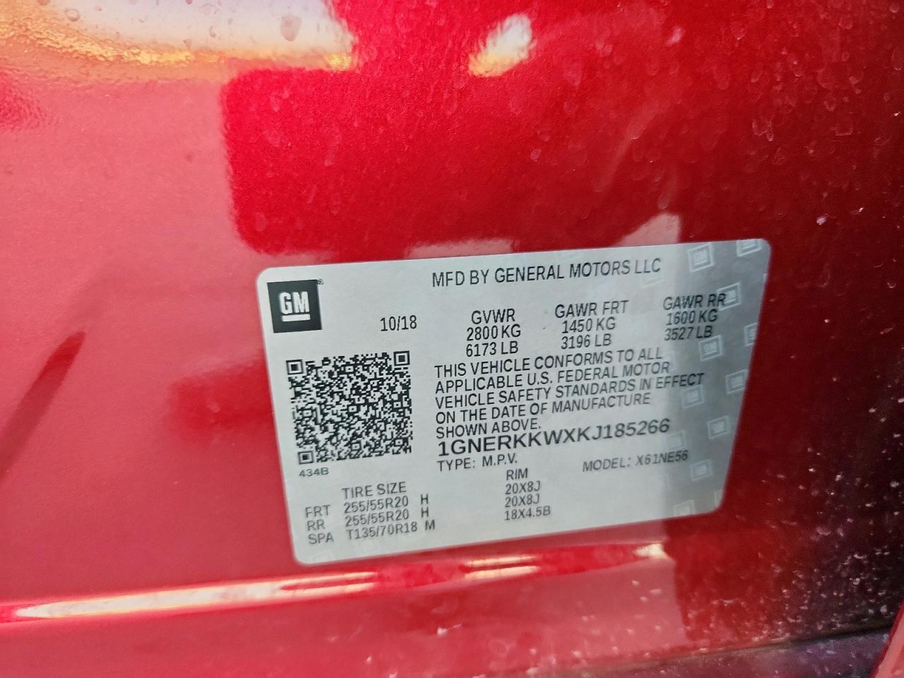 2019 Chevrolet Traverse Premier VIN: 1GNERKKWXKJ185266 Lot: 84660425