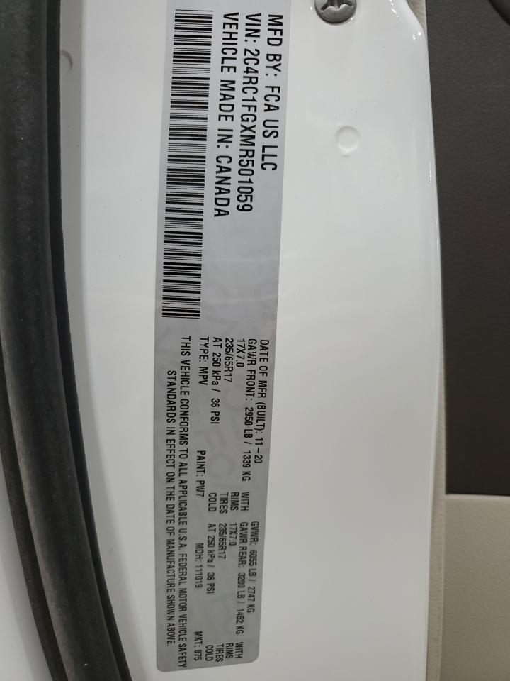 2021 Chrysler Pacifica Touring VIN: 2C4RC1FGXMR501059 Lot: 86083915