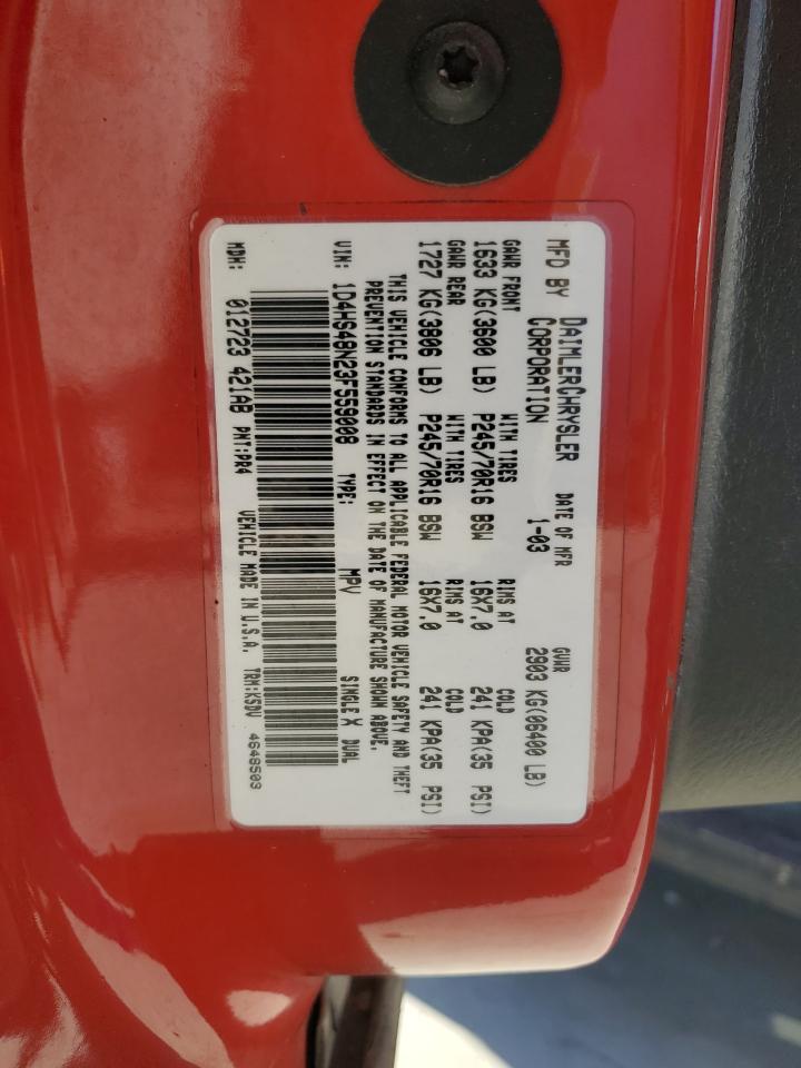 2003 Dodge Durango Slt VIN: 1D4HS48N23F559008 Lot: 89656975