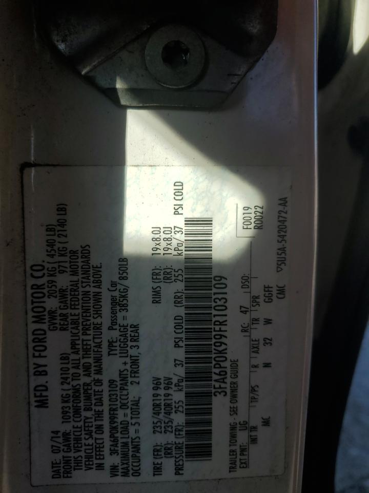 2015 Ford Fusion Titanium VIN: 3FA6P0K99FR103109 Lot: 85600275