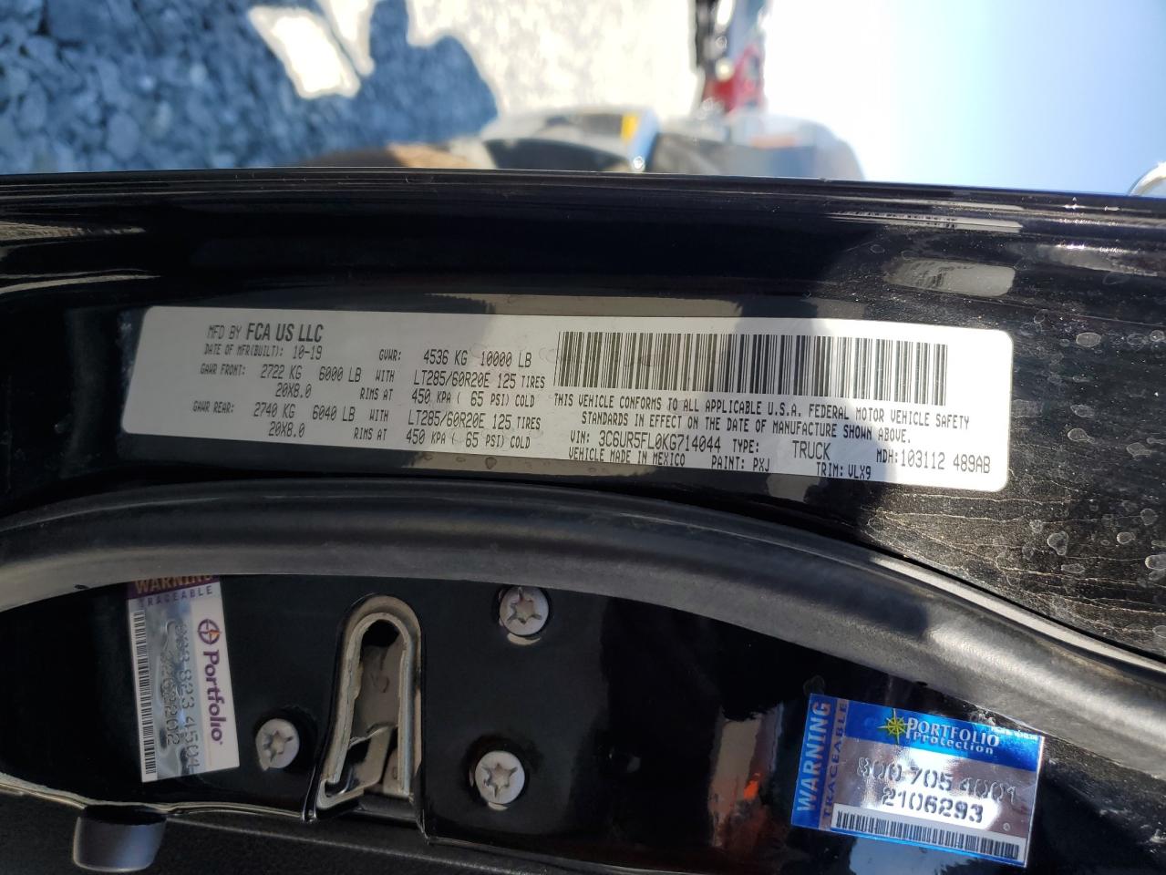 2019 Ram 2500 Laramie VIN: 3C6UR5FL0KG714044 Lot: 90374335