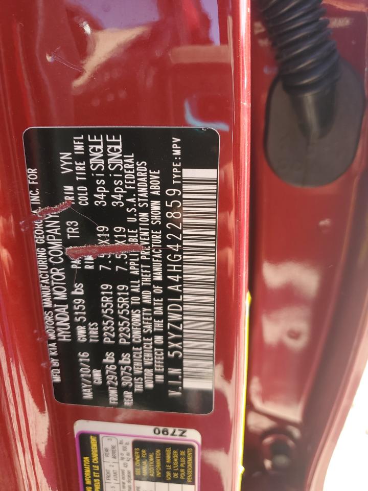 2017 Hyundai Santa Fe Sport VIN: 5XYZWDLA4HG422859 Lot: 87081425