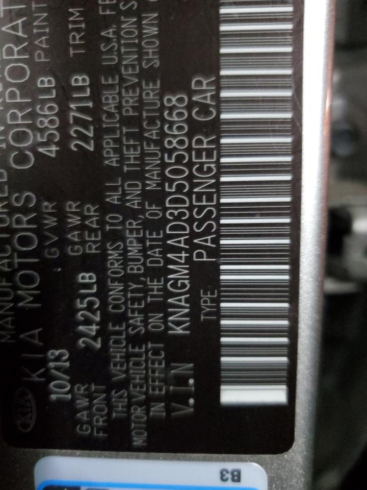 2013 Kia Optima Hybrid VIN: KNAGM4AD3D5058668 Lot: 86410365