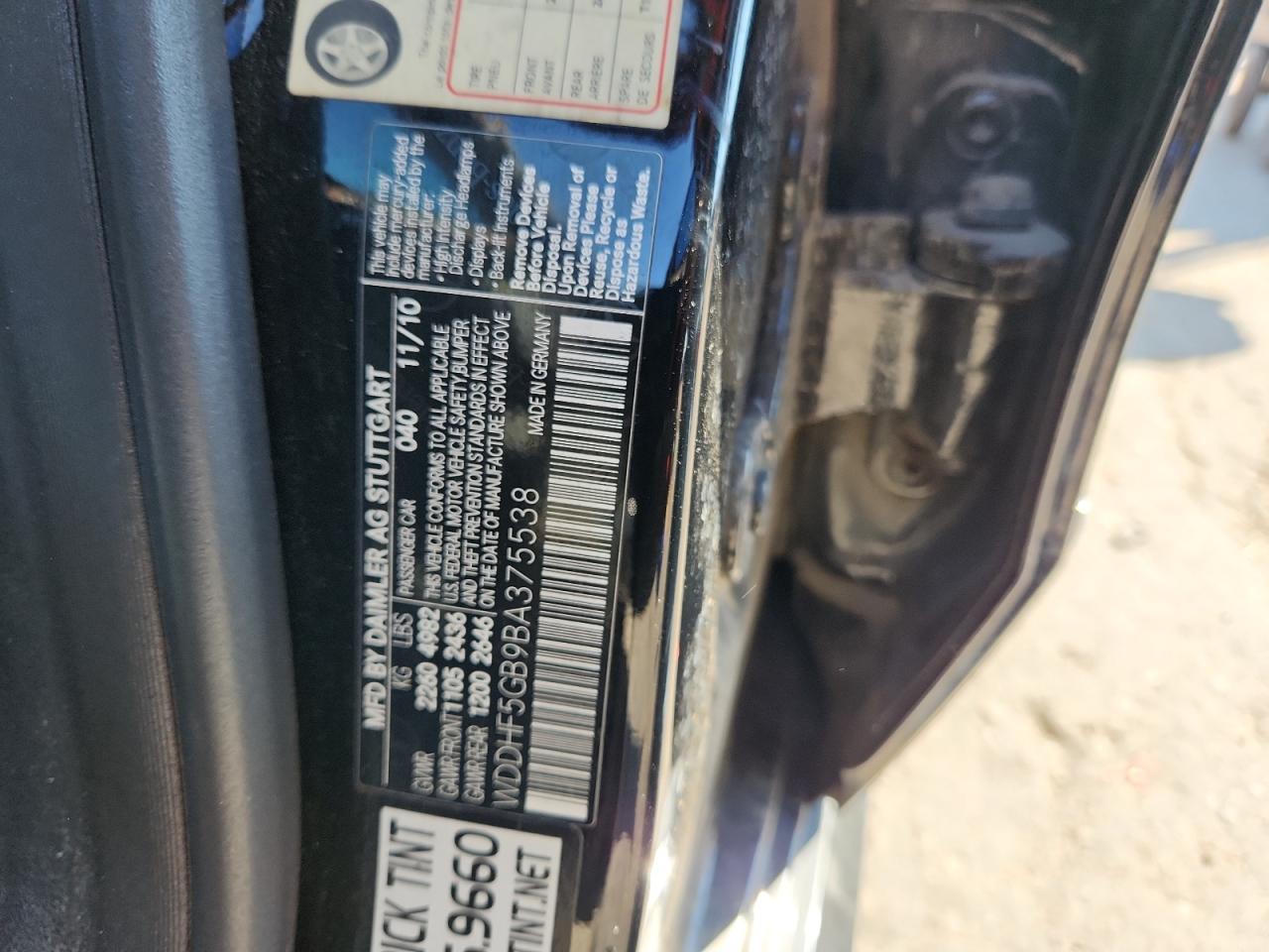 2011 Mercedes-Benz E 350 VIN: WDDHF5GB9BA375538 Lot: 86327665