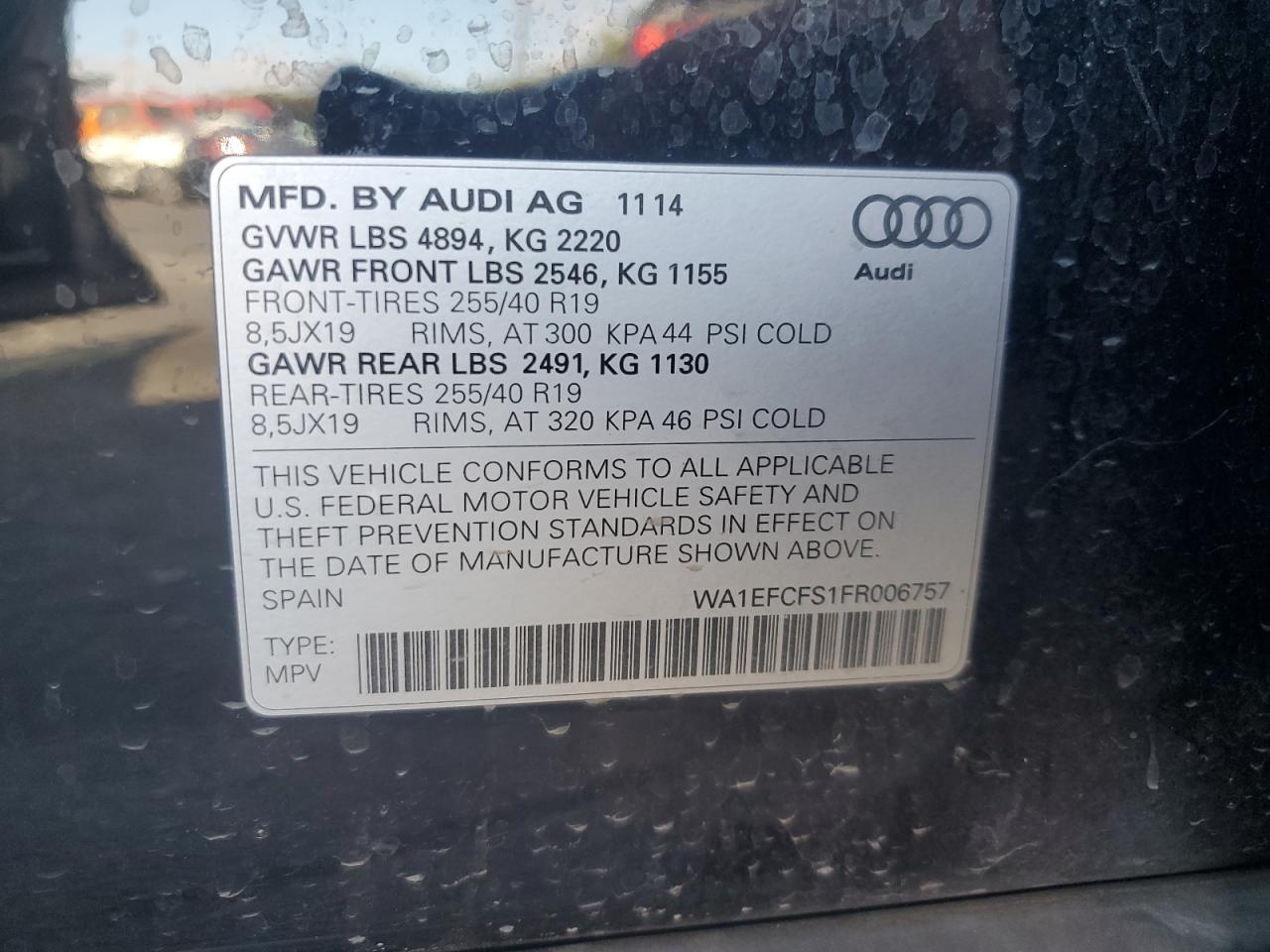 2015 Audi Q3 Premium Plus VIN: WA1EFCFS1FR006757 Lot: 81930715