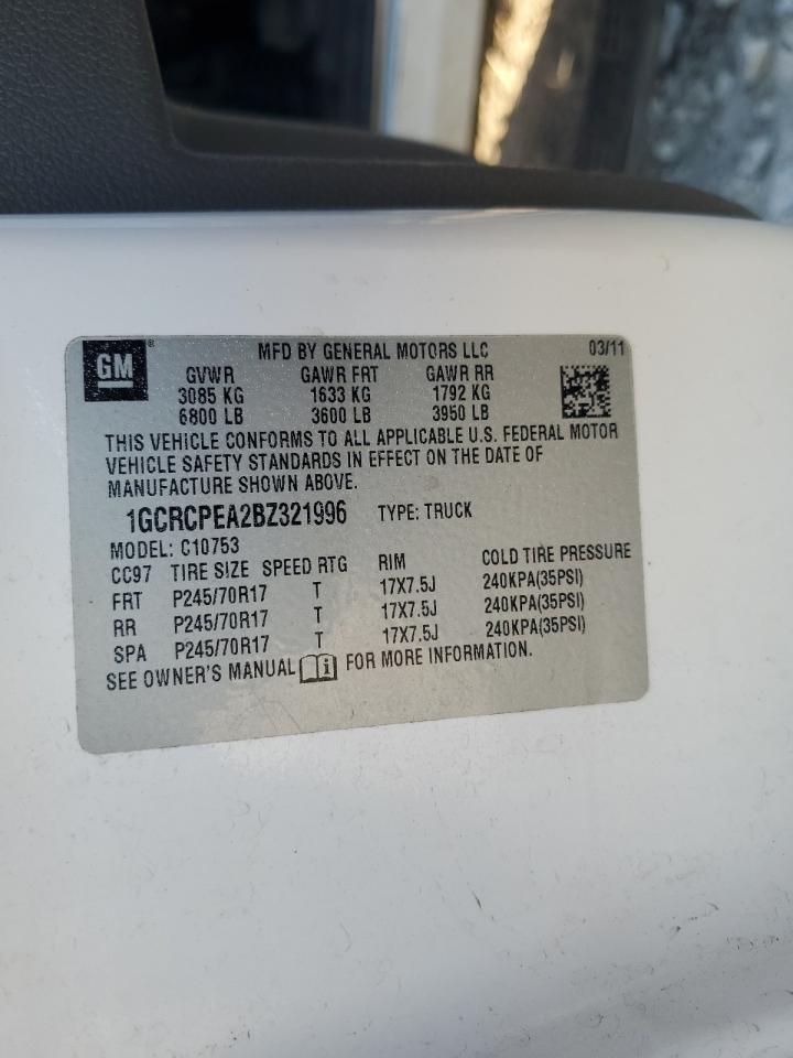 2011 Chevrolet Silverado C1500 VIN: 1GCRCPEA2BZ321996 Lot: 85104295