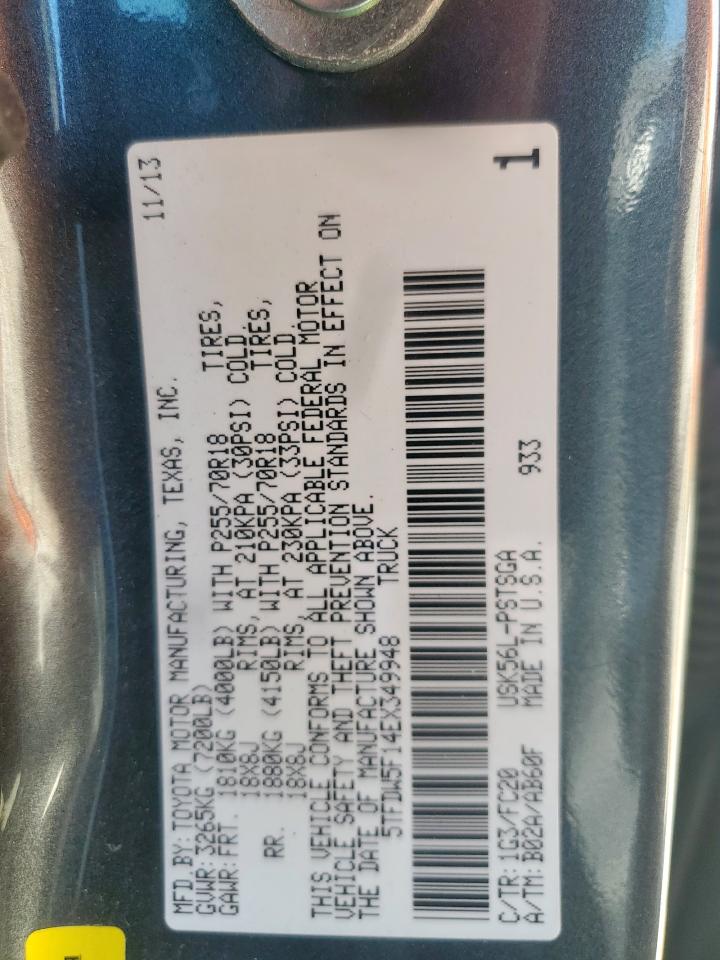 2014 Toyota Tundra Cre VIN: 5TFDW5F14EX349948 Lot: 85598225