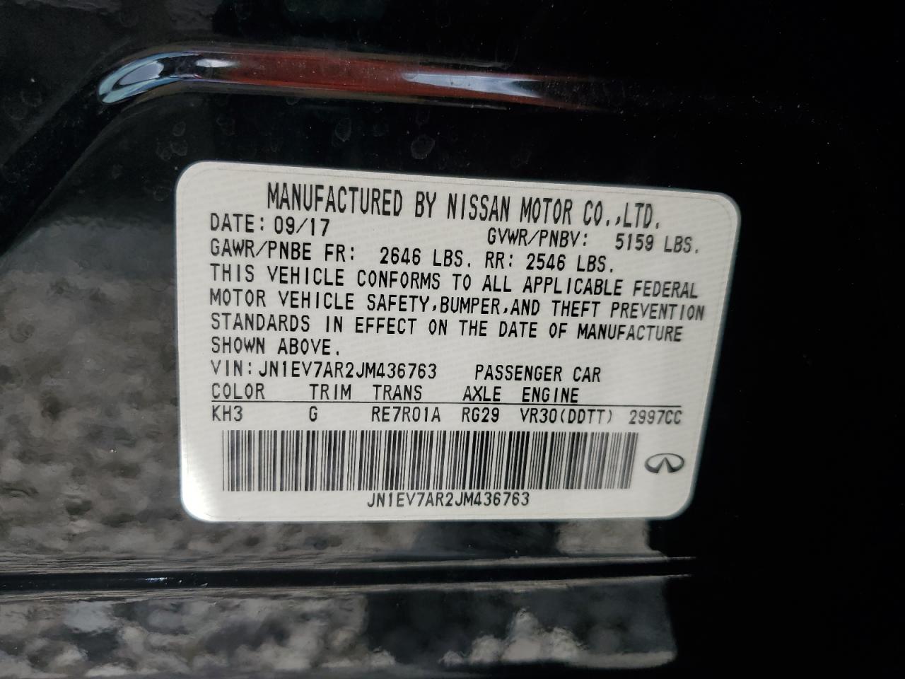 2018 Infiniti Q50 Luxe VIN: JN1EV7AR2JM436763 Lot: 86546585