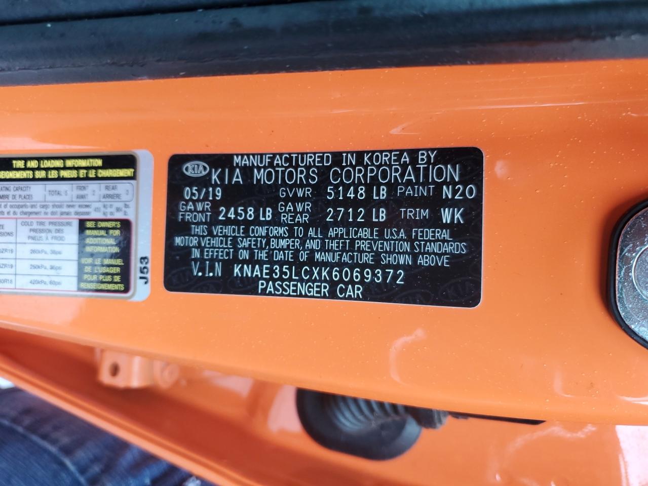 2019 Kia Stinger Gt VIN: KNAE35LCXK6069372 Lot: 86291915