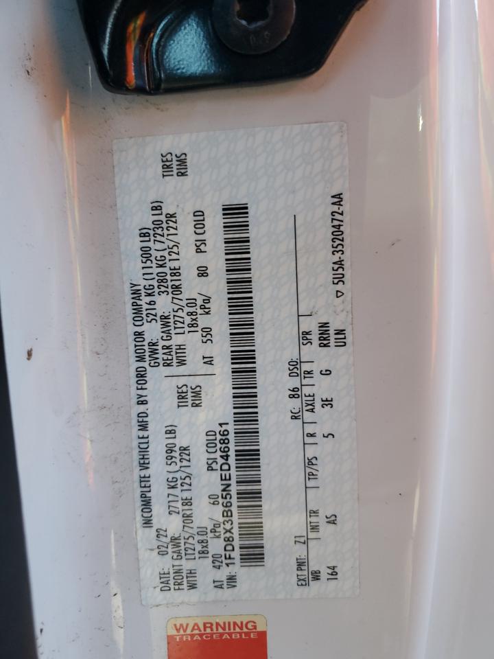 2022 Ford F350 Super Duty VIN: 1FD8X3B65NED46861 Lot: 85167235