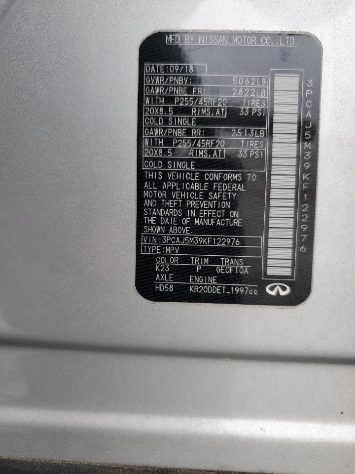 2019 Infiniti Qx50 Essential VIN: 3PCAJ5M39KF122976 Lot: 90378565