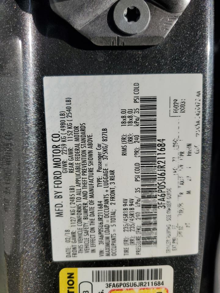 2018 Ford Fusion Titanium/Platinum Phev VIN: 3FA6P0SU6JR211684 Lot: 85106915